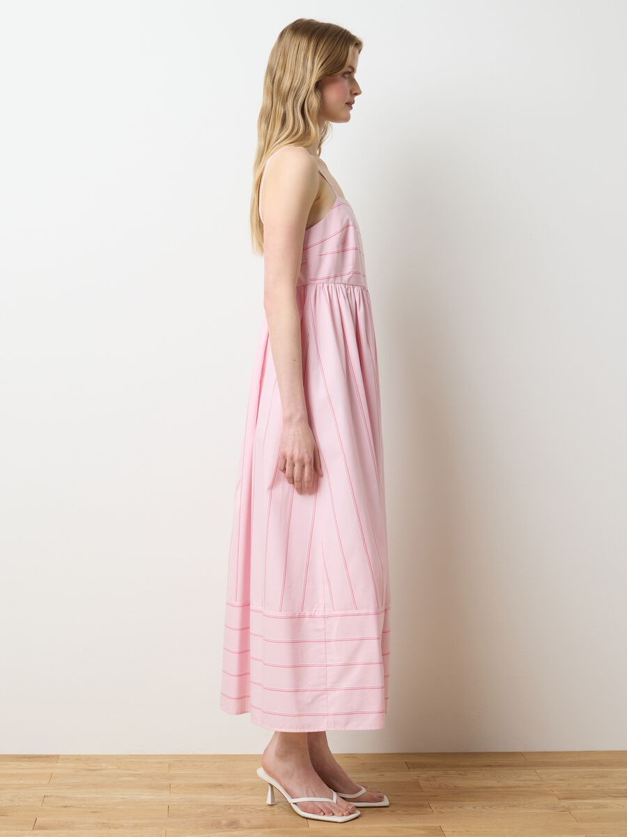 Women's long pink pure cotton dress, regular fit_1
