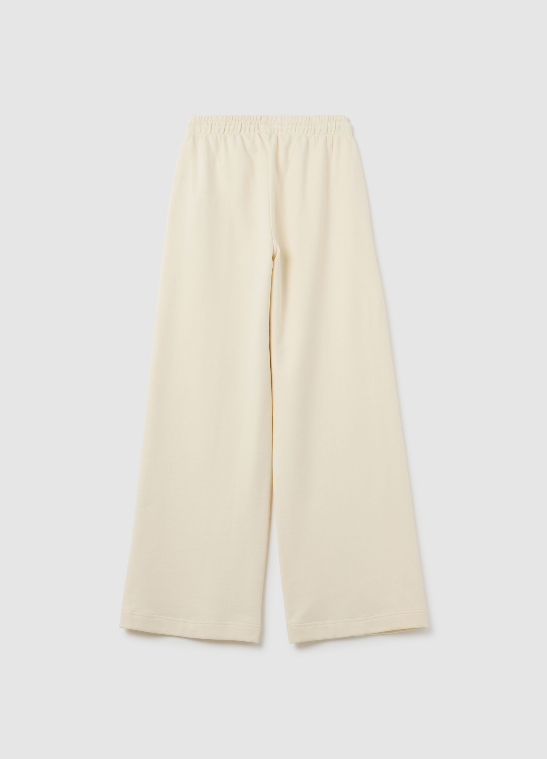 Girls' beige pure cotton regular fit trousers