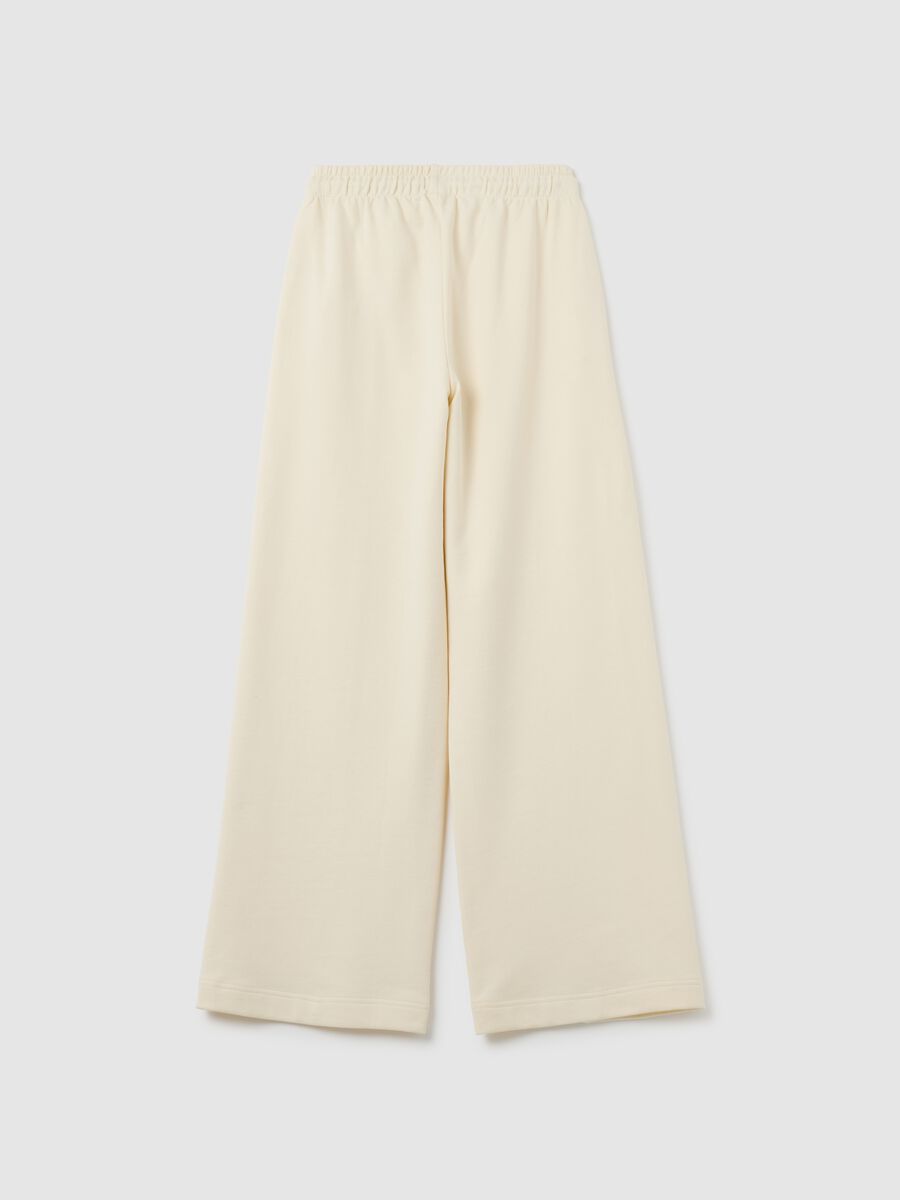 Girls' beige pure cotton regular fit trousers_1