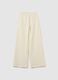 Girls' beige pure cotton regular fit trousers_1