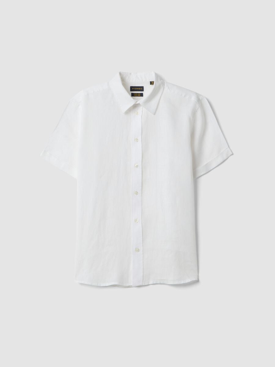 Camicia bianca in puro lino per bambino over fit_3