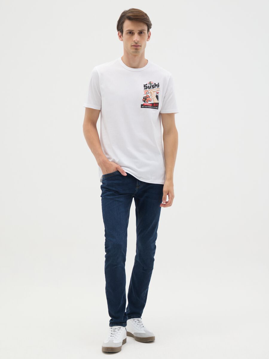 White pure cotton t-shirt regular fit with sushi print_1