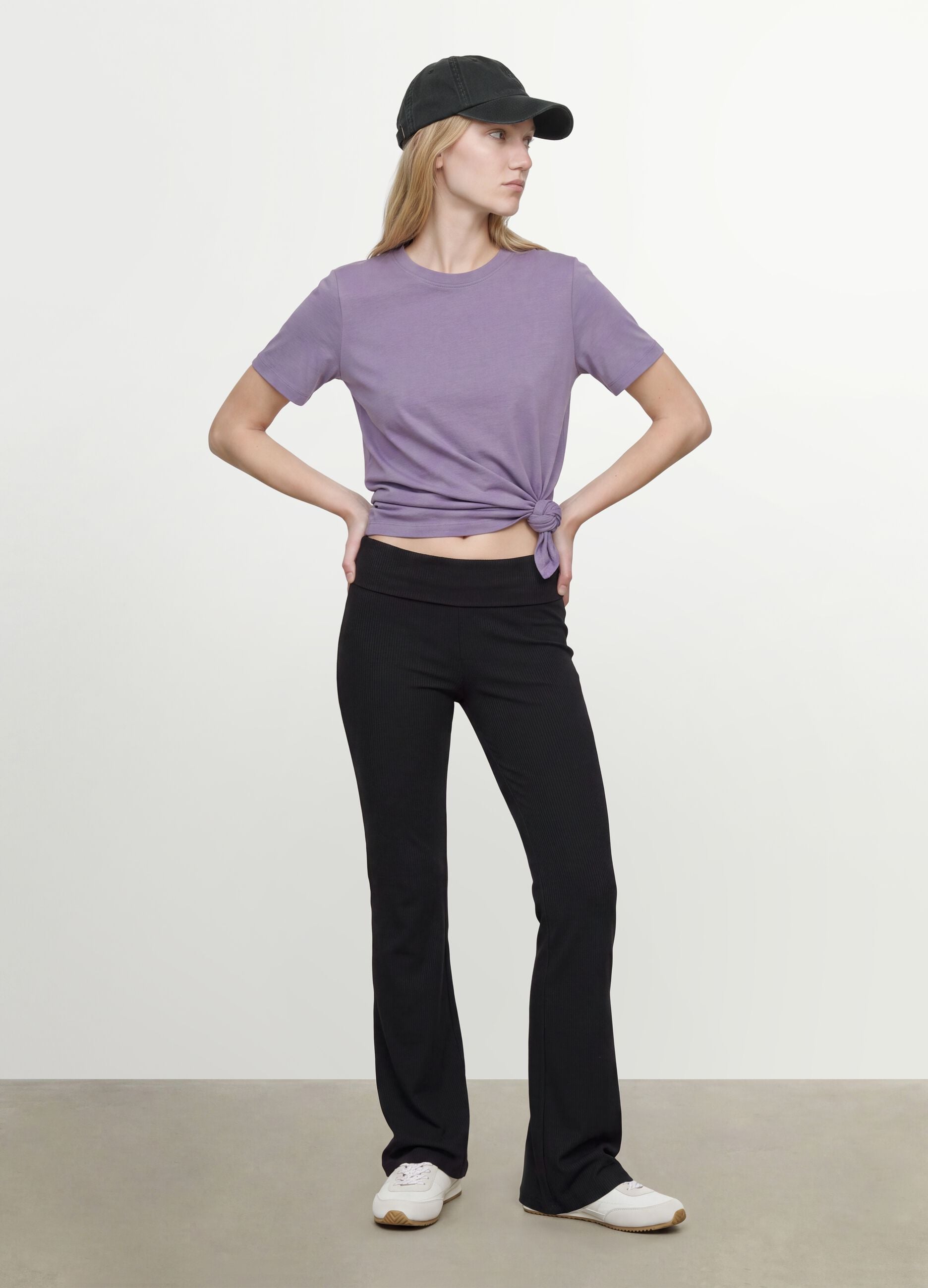 Purple organic cotton crew-neck T-shirt, regular fit