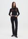 Black long sleeve shirt in pure cotton regular fit with rhinestones_0