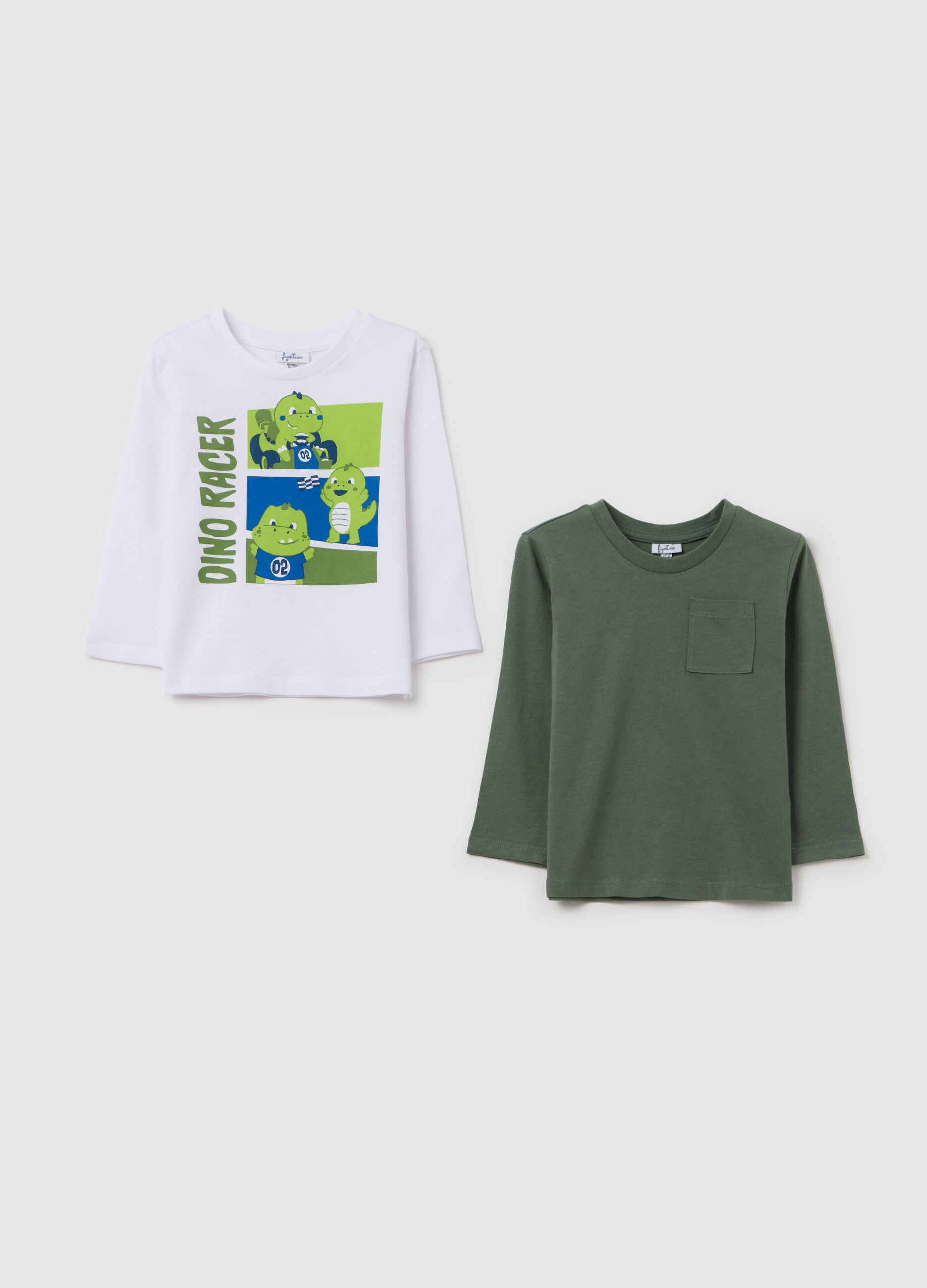 Bipack t-shirt a maniche lunghe in cotone