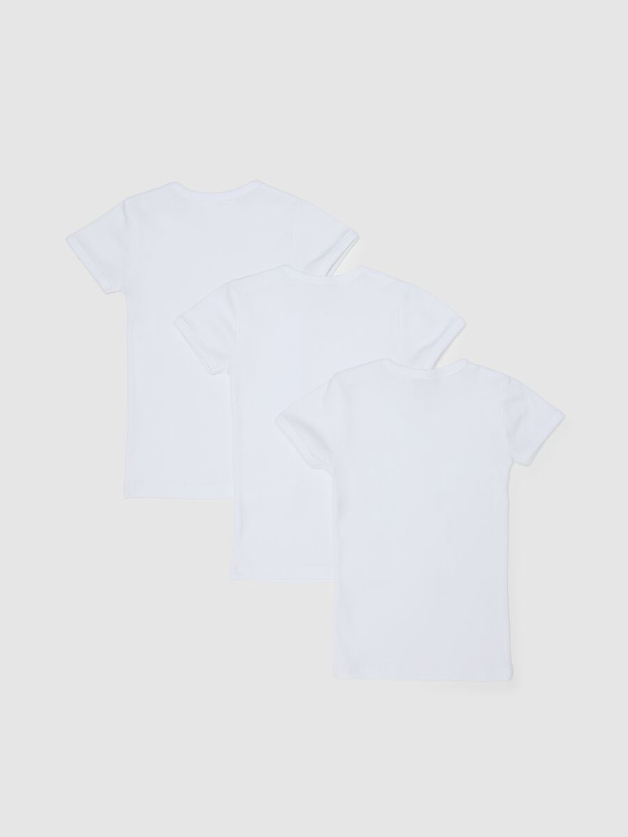 Tripack of infant white t-shirts in pure cotton regular fit_1