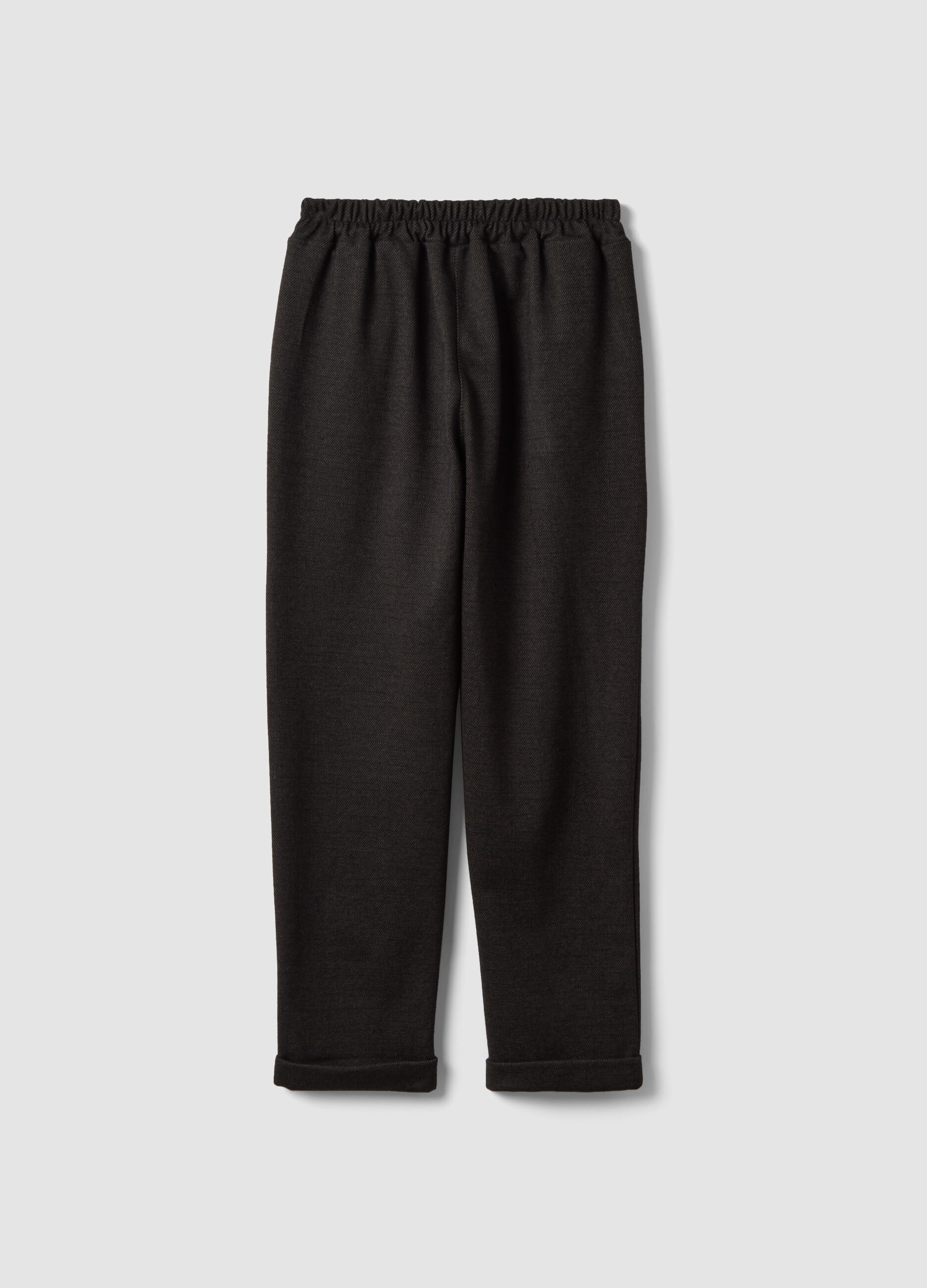 Brown regular-fit formal trousers in stretch viscose