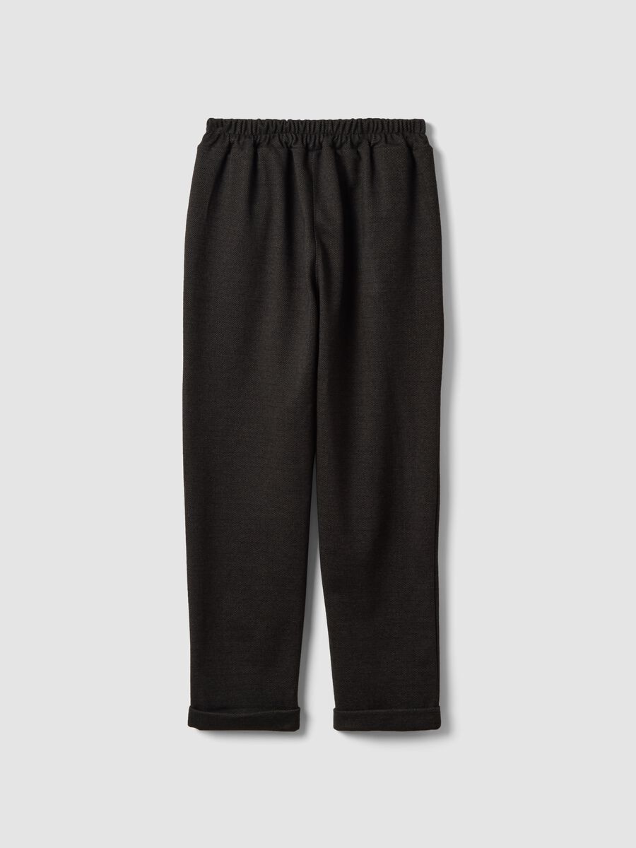 Brown regular-fit formal trousers in stretch viscose_2