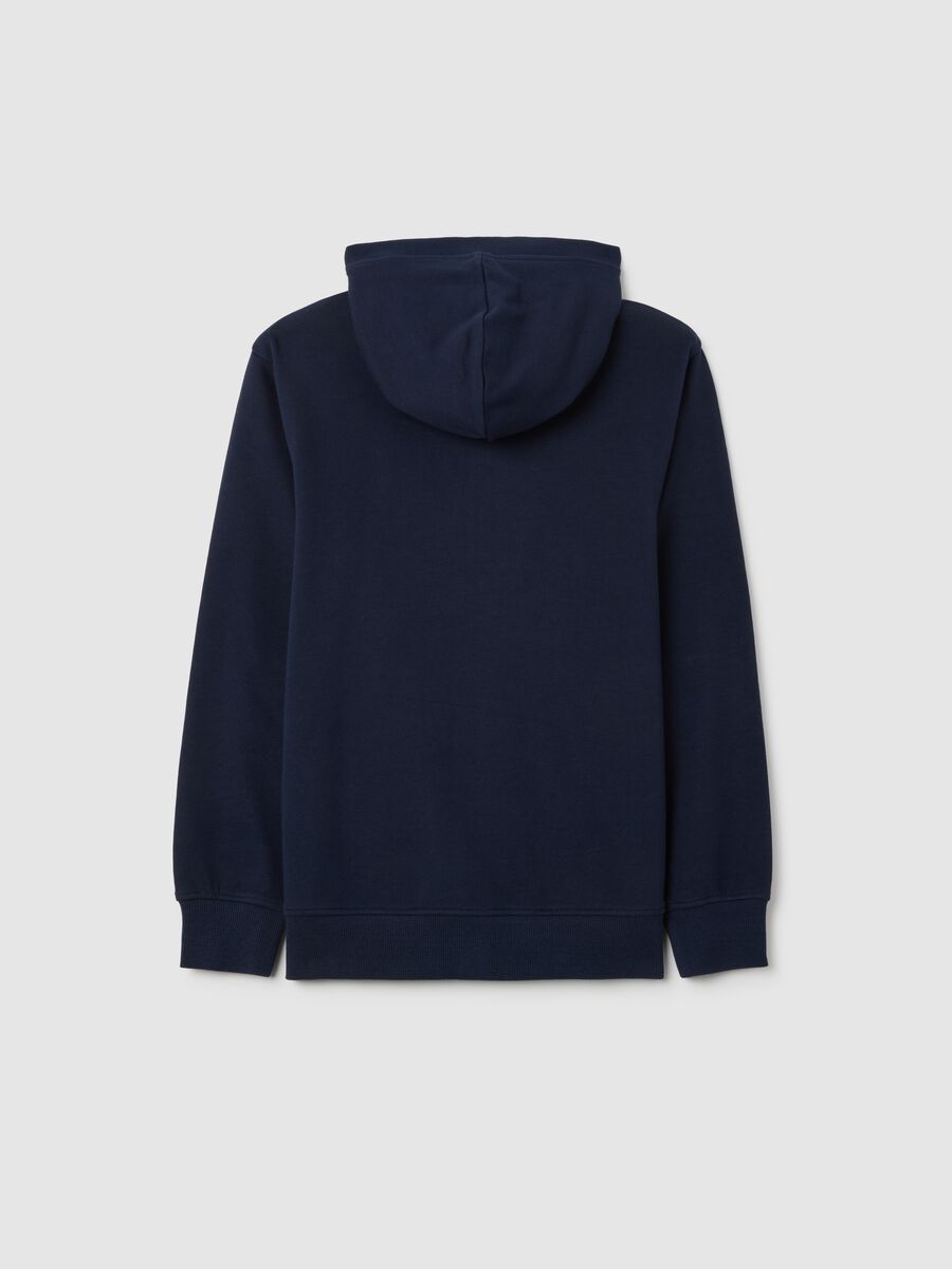 Felpa da ragazzo in puro cotone blu con cappuccio_1