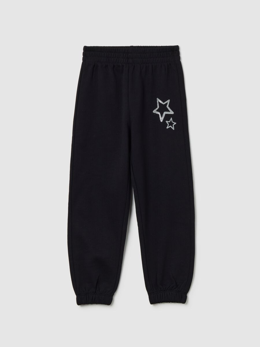 Girls' black pure cotton joggers regular fit_0