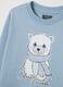 Girls' blue pure cotton sweatshirt with print and round neck_2