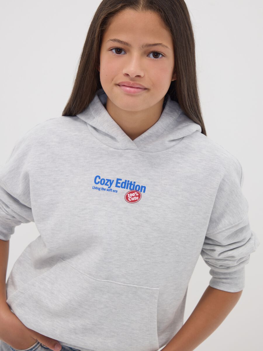 Grey oversized hoodie with teddy bear print in a cotton and viscose blend_1