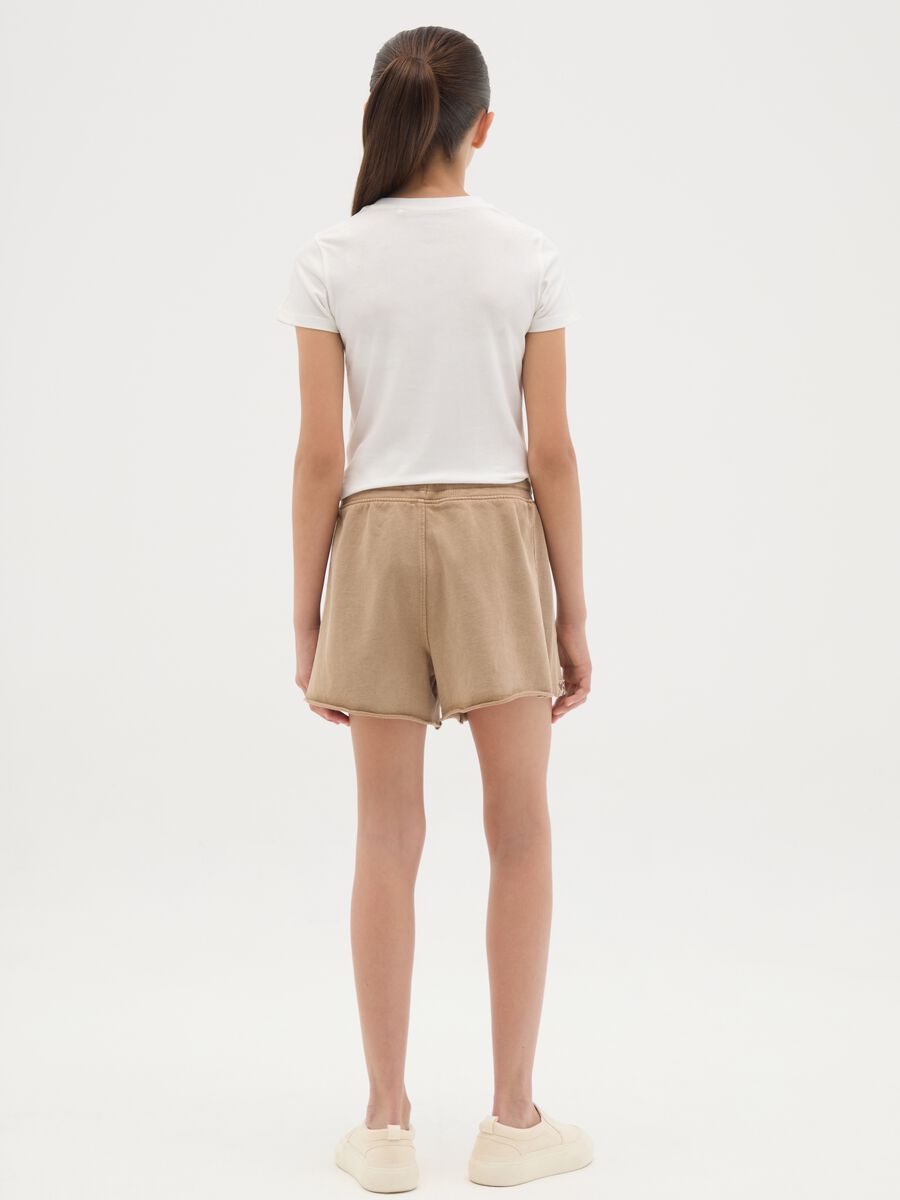 Girls' brown regular fit pure cotton shorts_1