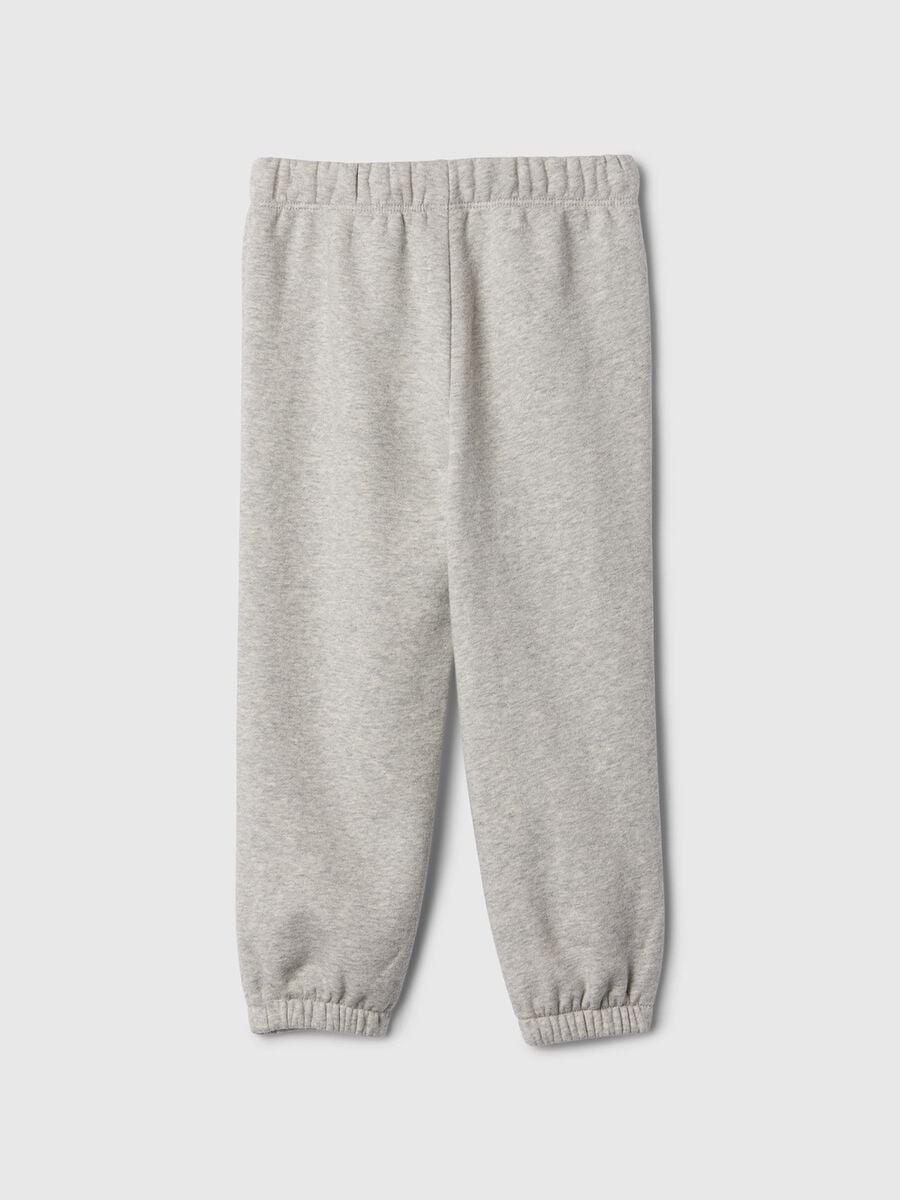 Pantaloni jogger grigio chiaro in misto cotone con logo GAP_1