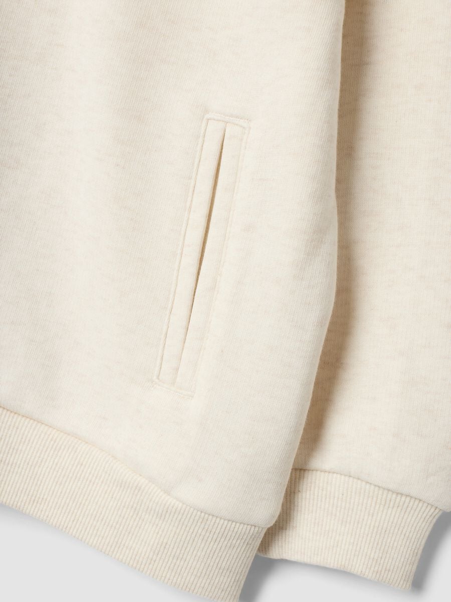 Felpa beige in misto cotone con cappuccio e girocollo_2