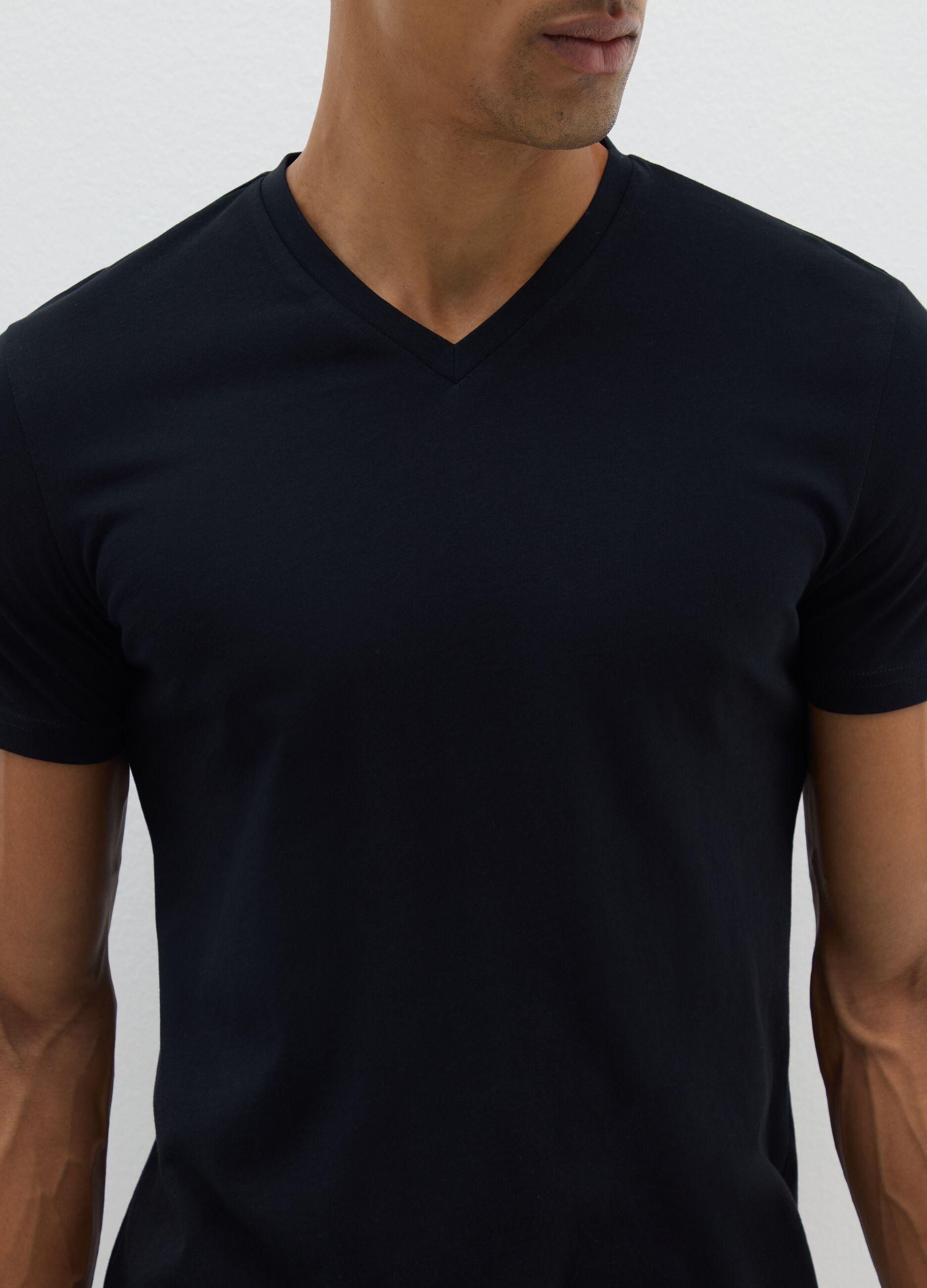 Men's black pure cotton T-shirt