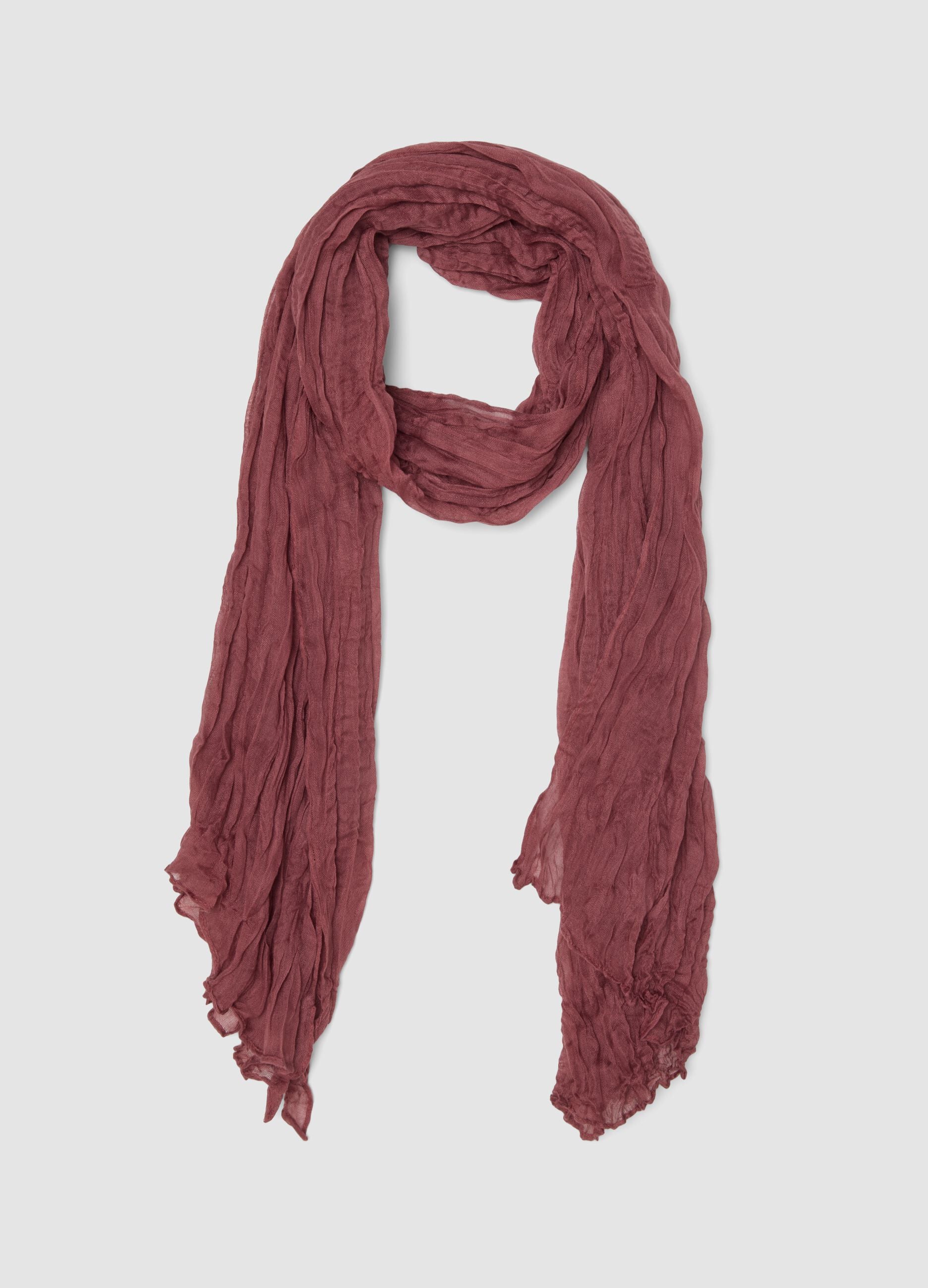 Semi-sheer crinkle-effect pink scarf