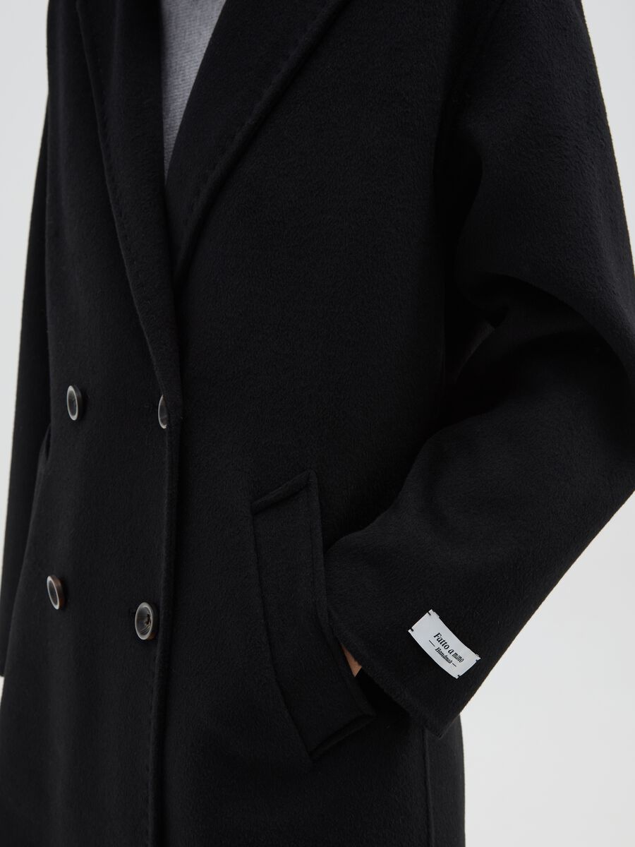 Black wool blend coat regular fit with buttons_3