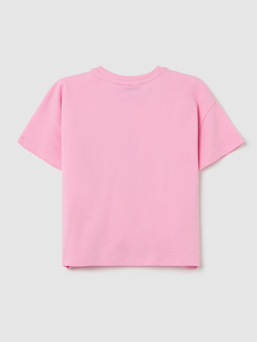 Stretch cotton T-shirt with Gabby print and sequins_1