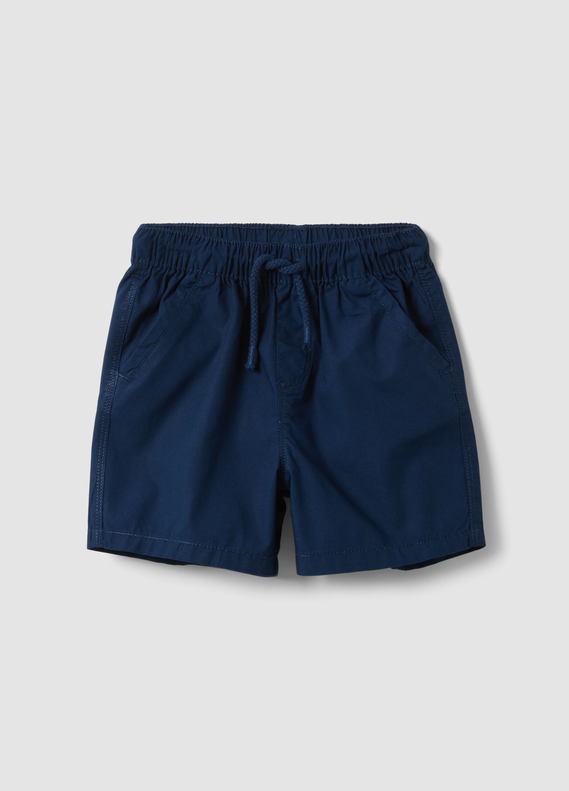 Blue pure cotton shorts with elasticated waistband