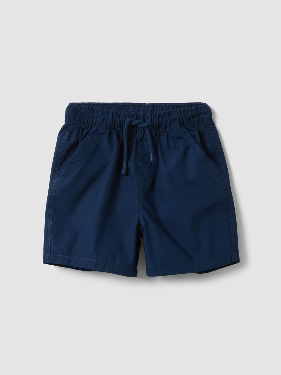 Blue pure cotton shorts with elasticated waistband_0