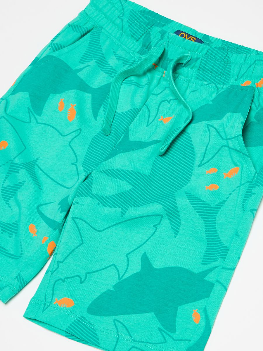 Bermuda joggers with sharks print_2