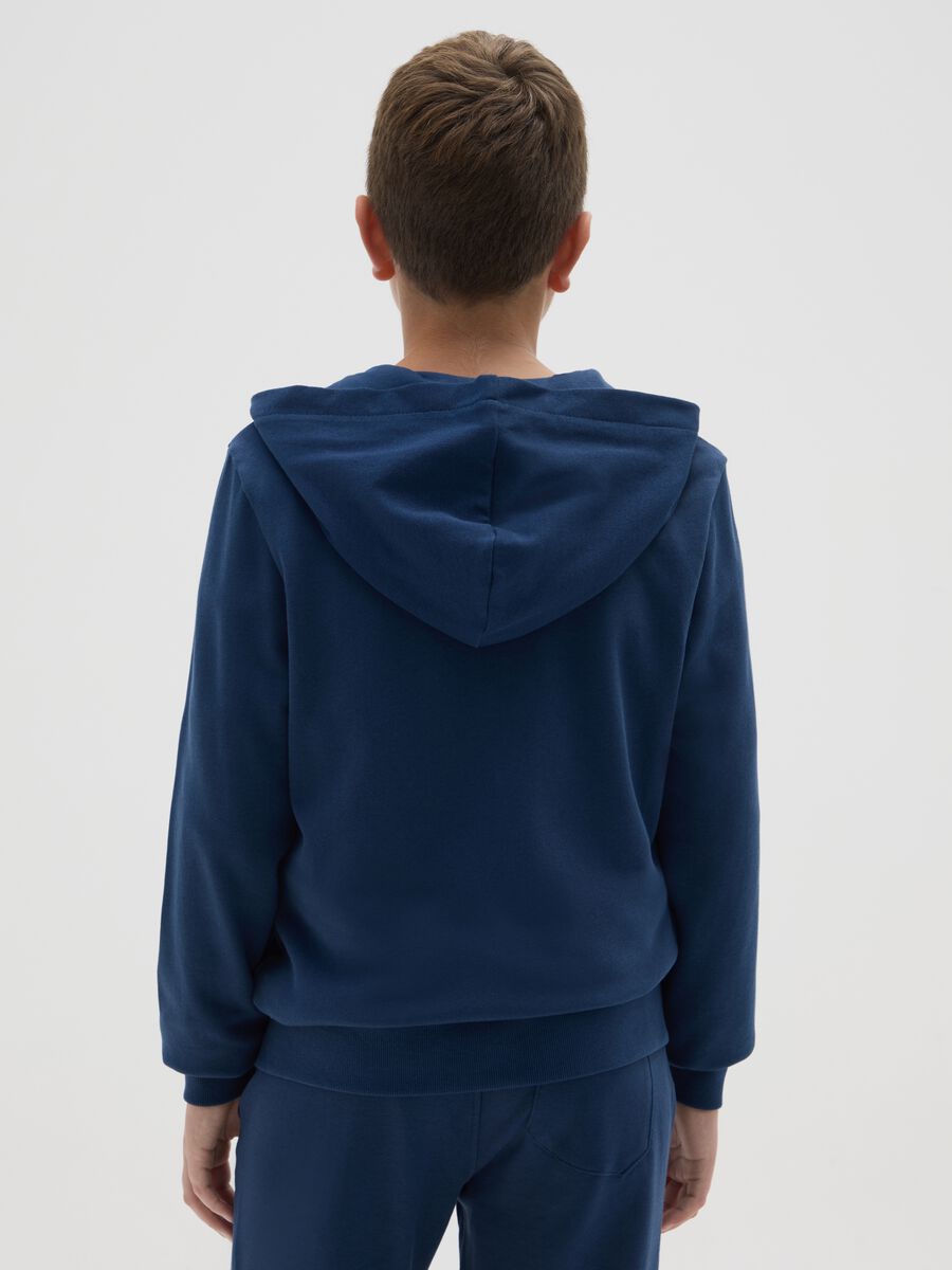 Felpa blu da ragazzo con cappuccio e zip_1