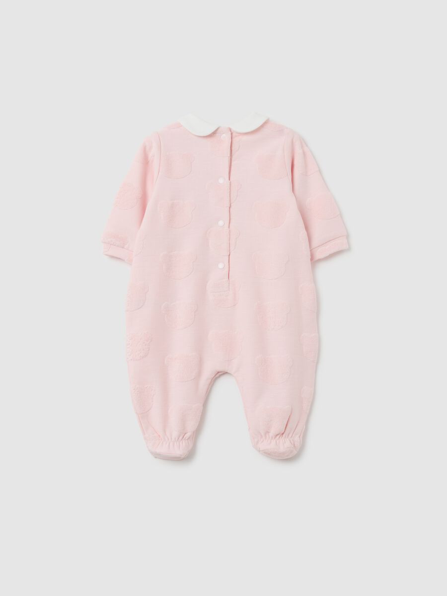 Pink pure cotton baby bodysuit with collar_1