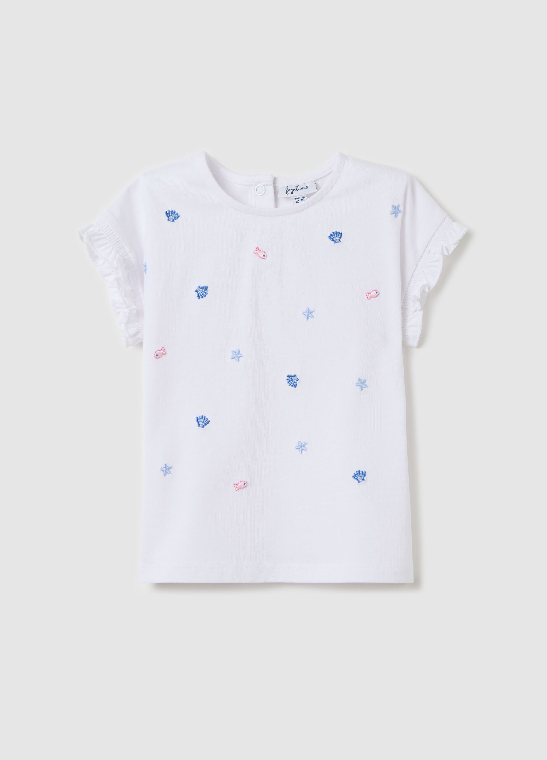 Girls’ top in white stretch cotton with regular fit