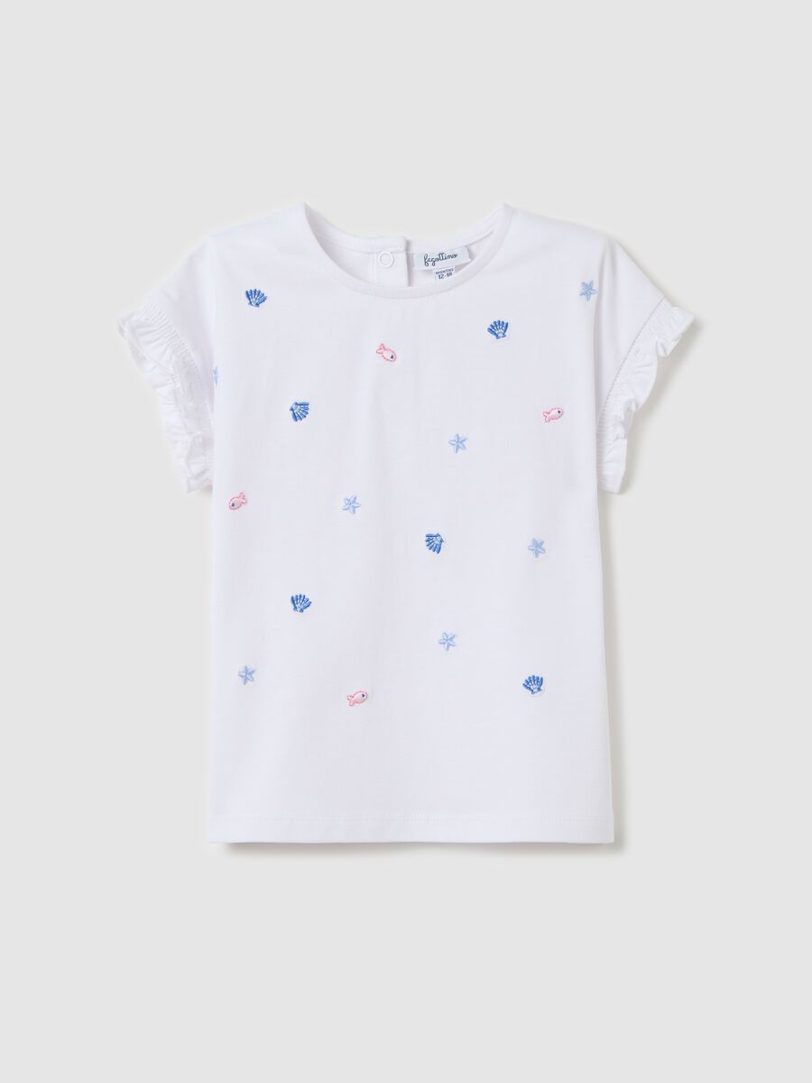 Girls’ top in white stretch cotton with regular fit_0