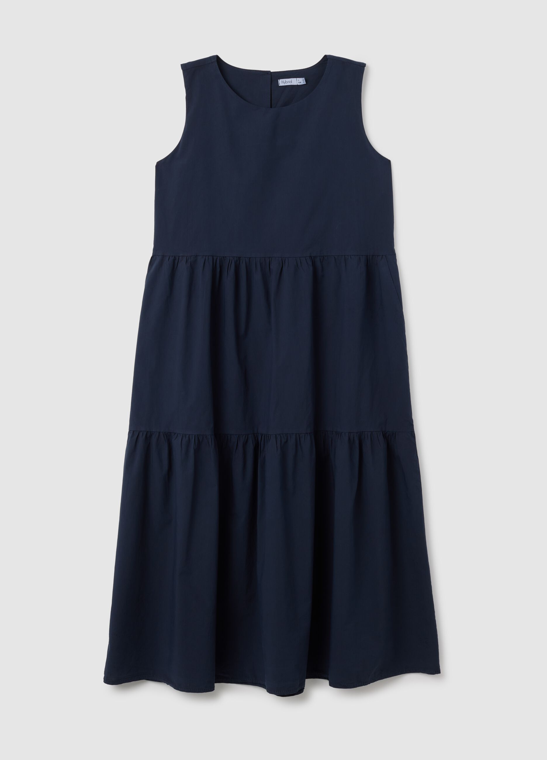 Abito lungo da donna in puro cotone blu regular fit