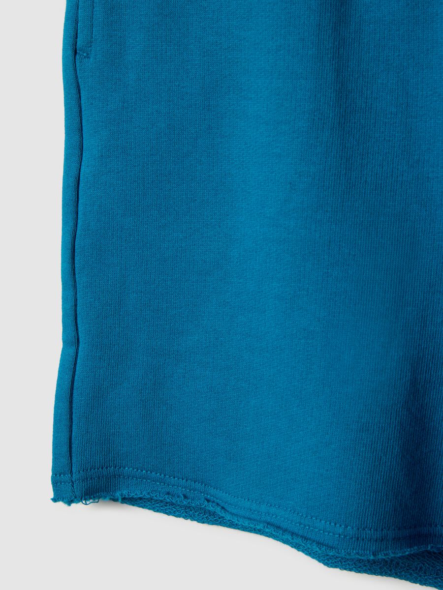 Children's regular fit blue short joggers in pure cotton_3