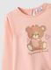 Girls' pink pure cotton regular fit T-shirt with teddy bear_2