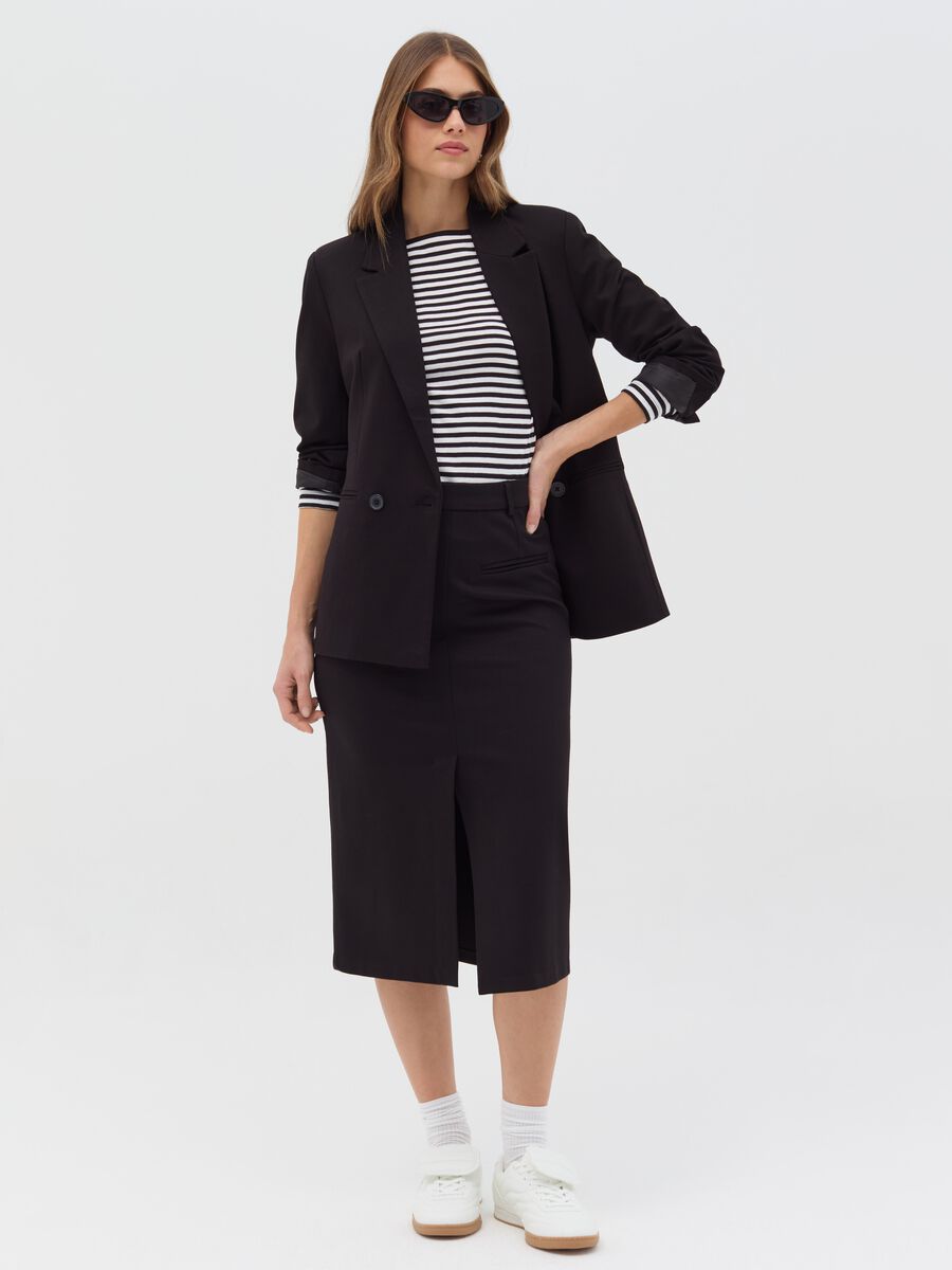 Midi pencil skirt with slit_0