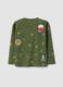 Green oversized pure cotton T-shirt with decorative patches_1