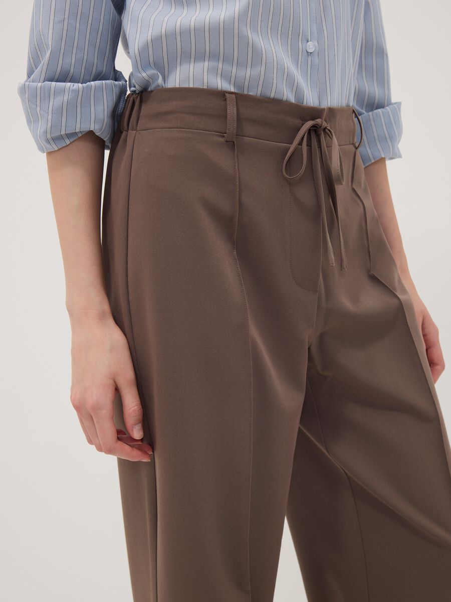Brown stretch-viscose straight-fit trousers_3