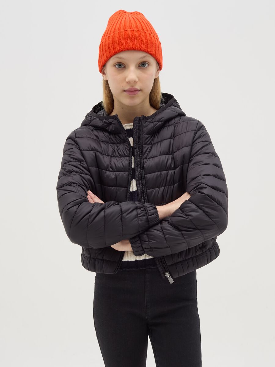 Ultralight crop down jacket with hood_0