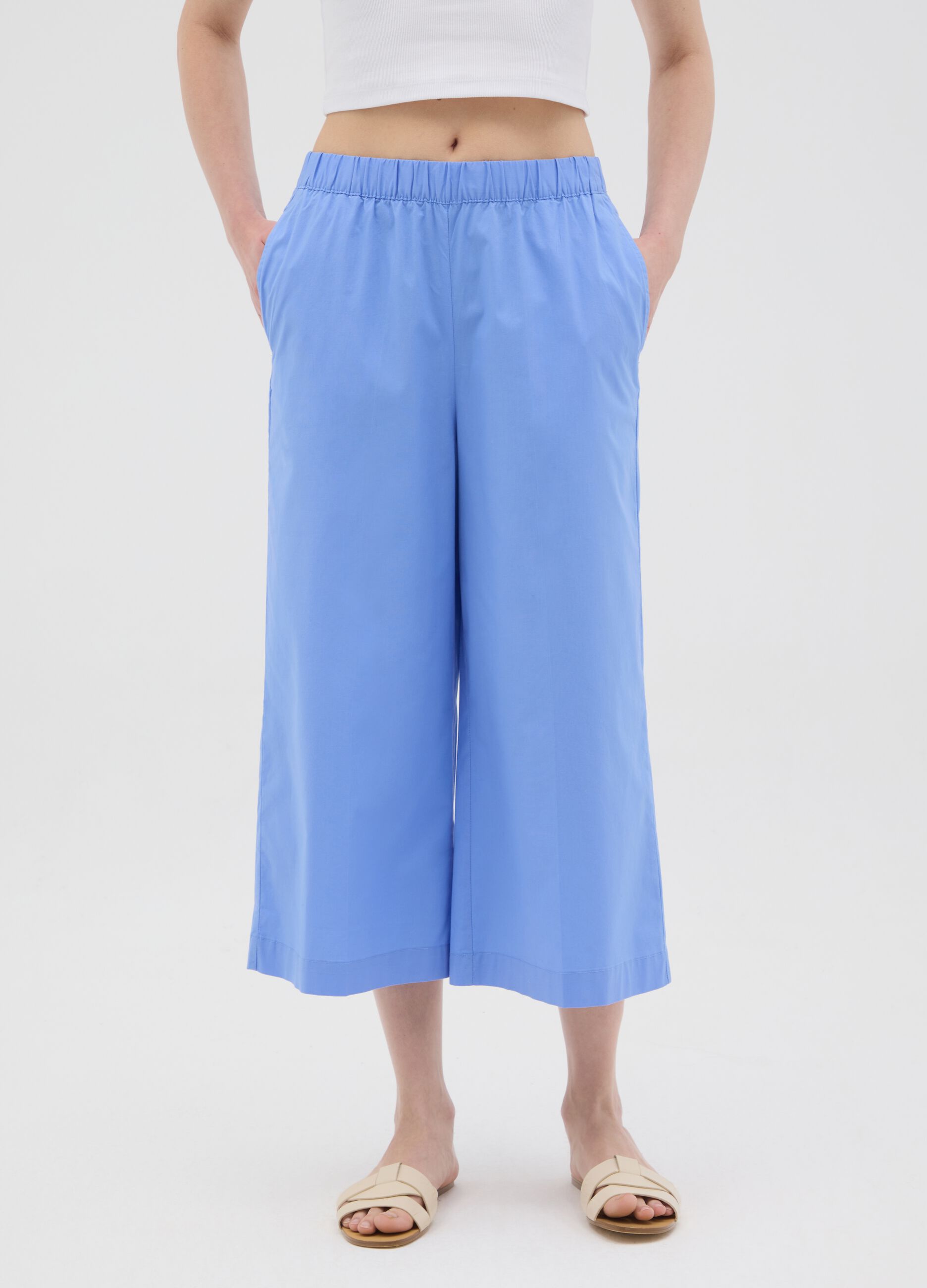 Women's Regular Fit Light Blue Culotte Trousers