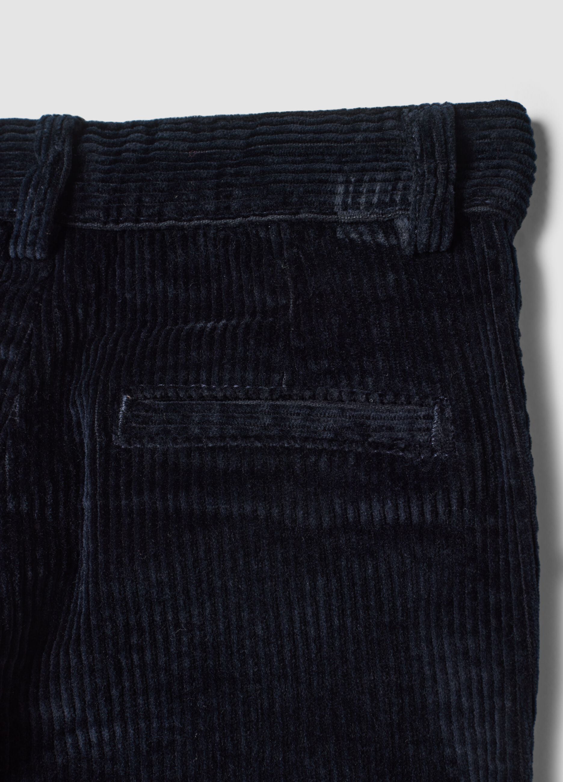 Navy ribbed stretch-cotton chino trousers, regular fit