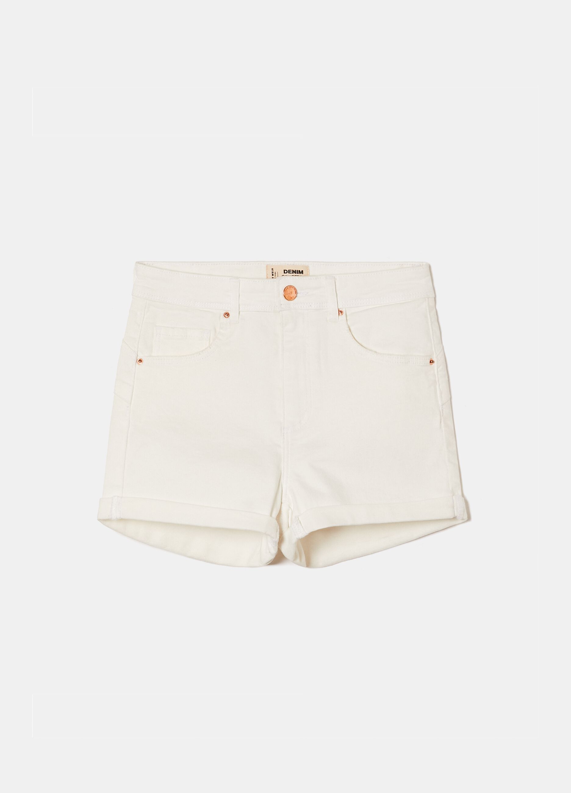Shorts in denim vita media