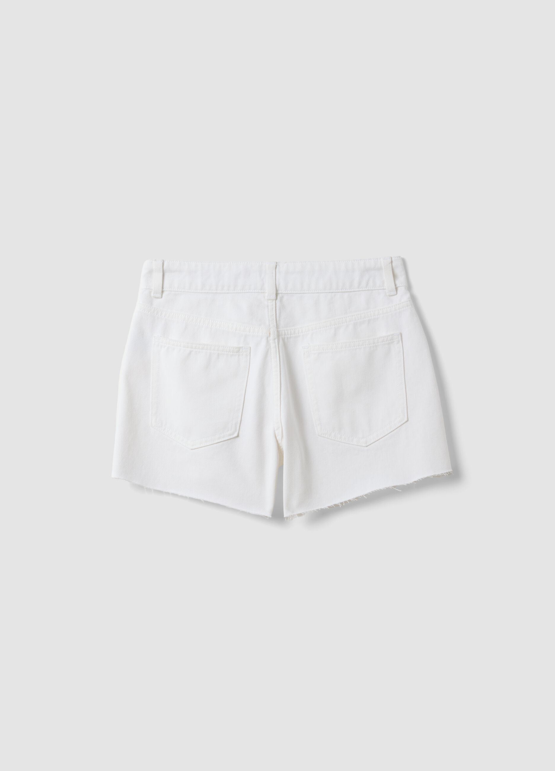 White pure cotton five-pocket shorts
