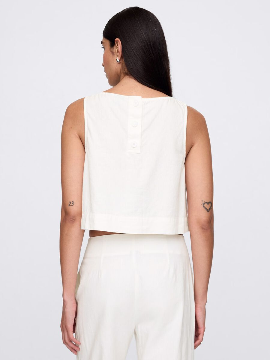 Sleeveless top in linen and viscose_2