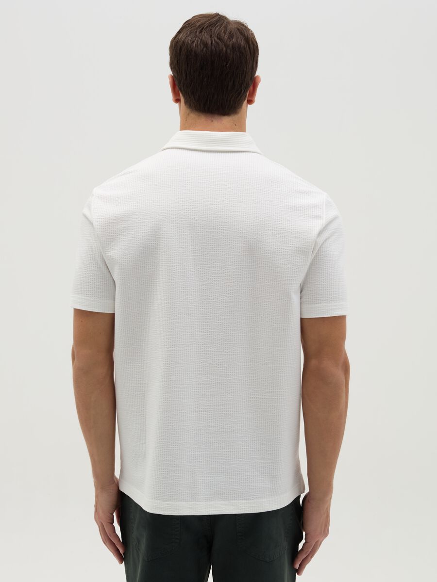 Waffle weave cotton polo shirt with pocket_2