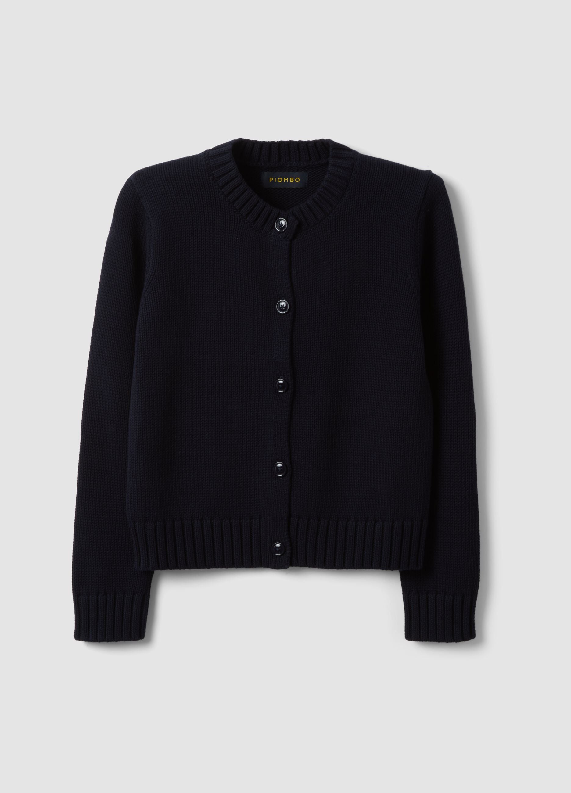 Navy pure cotton cardigan with buttons, regular fit