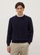 Blue crew neck jumper in pure cotton regular fit_0
