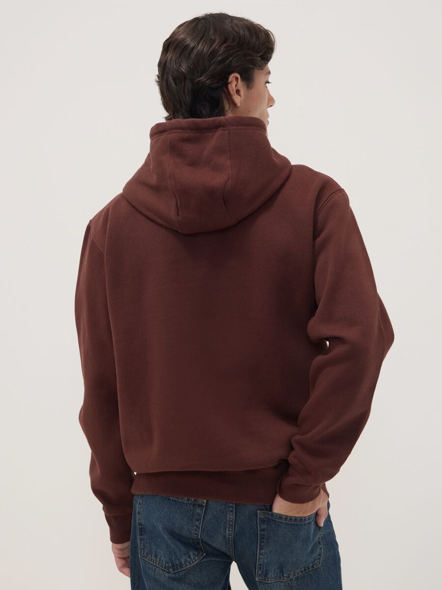 Felpa marrone in misto cotone con cappuccio e stampa Jeep relaxed fit_3