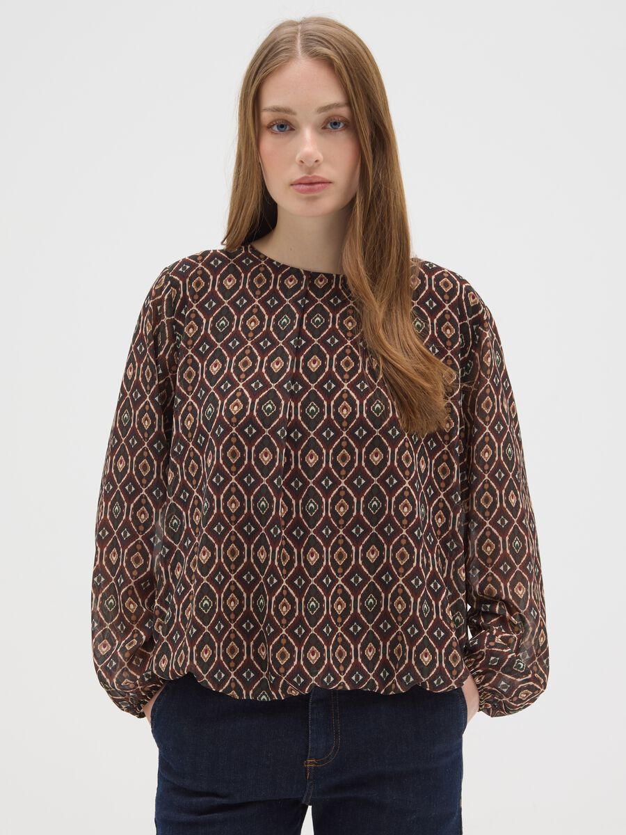 Multicolour long sleeve regular fit shirt with geometric pattern_0