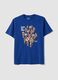 Blue pure cotton T-shirt with print, regular fit_4