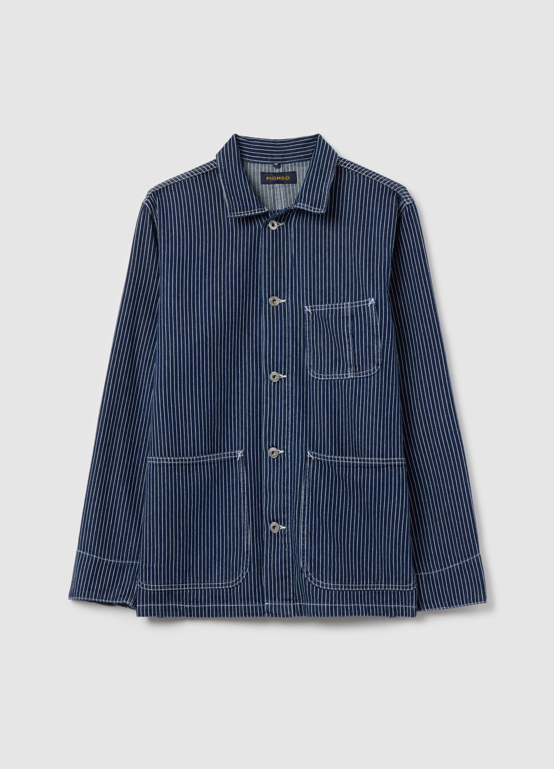 Pinstriped worker shacket