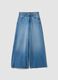 Girls' wide leg denim blue pure cotton jeans_3